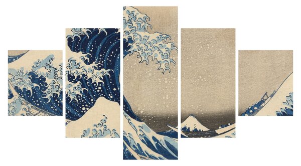 Obraz - Katsushika Hokusai, Under the Wave off Kanagawa, reprodukcje (125x70 cm)
