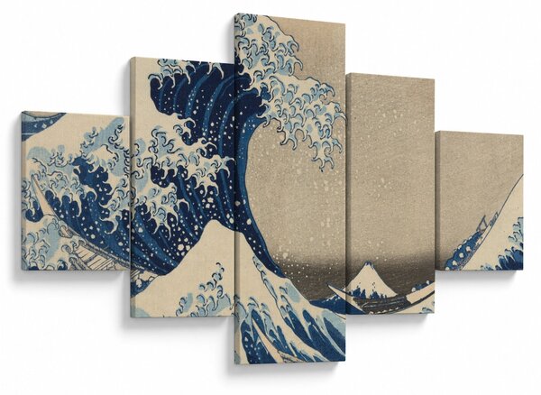 Obraz - Katsushika Hokusai, Under the Wave off Kanagawa, reprodukcje (125x70 cm)