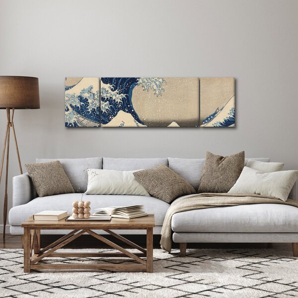 Obraz - Katsushika Hokusai, Under the Wave off Kanagawa, reprodukcje (170x50 cm)
