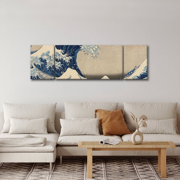 Obraz - Katsushika Hokusai, Under the Wave off Kanagawa, reprodukcje (170x50 cm)