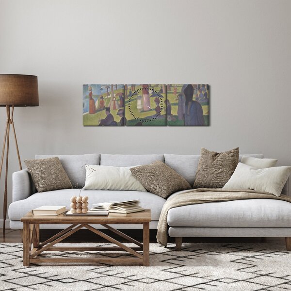 Obraz - Georges Seurat, A Sunday on La Grande Jatte, reprodukcje (z zegarem) (90x30 cm)