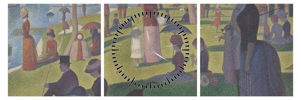 Obraz - Georges Seurat, A Sunday on La Grande Jatte, reprodukcje (z zegarem) (90x30 cm)