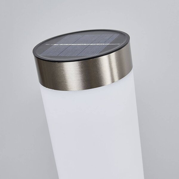 Lindby Lampa solarna LED Aleeza, 61 cm, stal nierdzewna, szpikulec Aleeza, aluminiowy / szary / cynkowy, stal szlachetna, nowoczesny