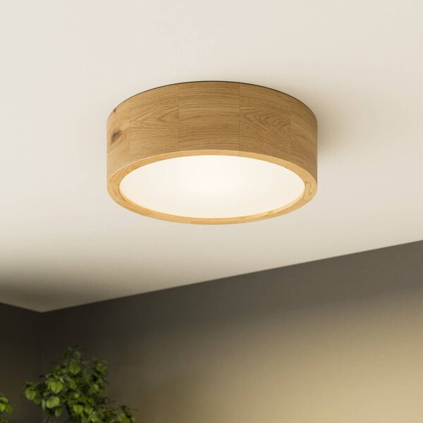 Lampa sufitowa Kerio Envostar, możliwość ściemniania, salon / jadalnia, drewno, nowoczesny