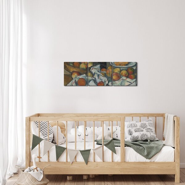 Obraz - Paul Cezanne, The Basket of Apples, reprodukcje (z zegarem) (90x30 cm)