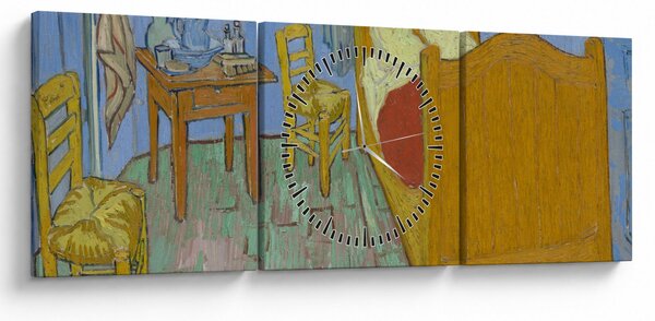 Obraz - Vincent van Gogh, The Bedroom, reprodukcje (z zegarem) (90x30 cm)