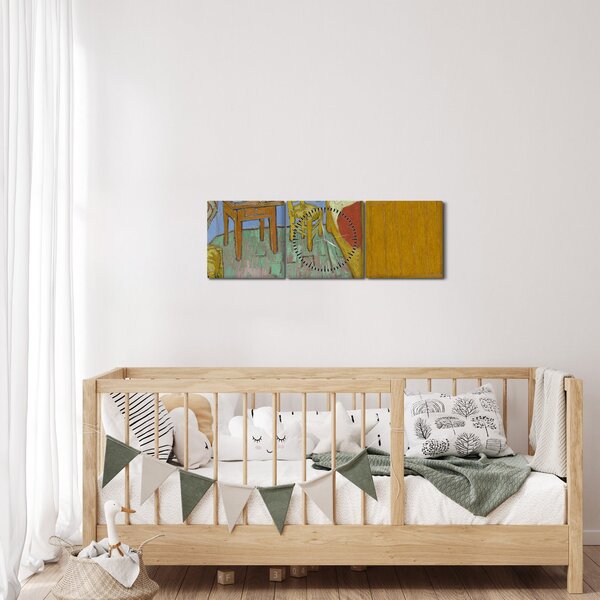 Obraz - Vincent van Gogh, The Bedroom, reprodukcje (z zegarem) (90x30 cm)