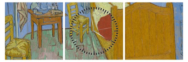 Obraz - Vincent van Gogh, The Bedroom, reprodukcje (z zegarem) (90x30 cm)