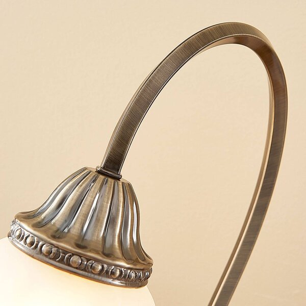 Lampa stołowa LED Mialina Lindby, brązowy / mosiężny, salon / jadalnia, szkło