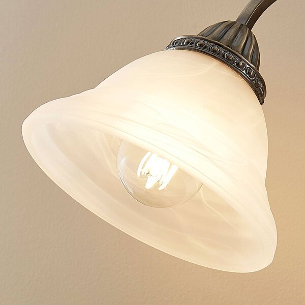 Lampa stołowa LED Mialina Lindby, brązowy / mosiężny, salon / jadalnia, szkło