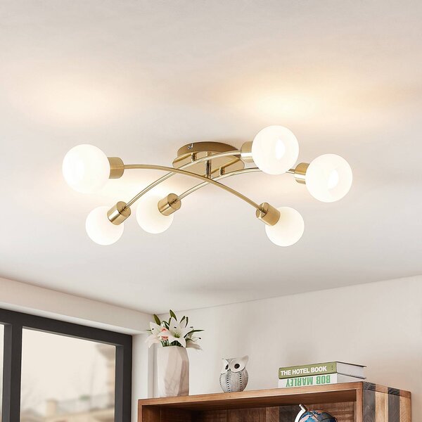 Lampa sufitowa Agmar Lindby, możliwość ściemniania, mosiężny / złoty, salon / jadalnia, metal, nowoczesny