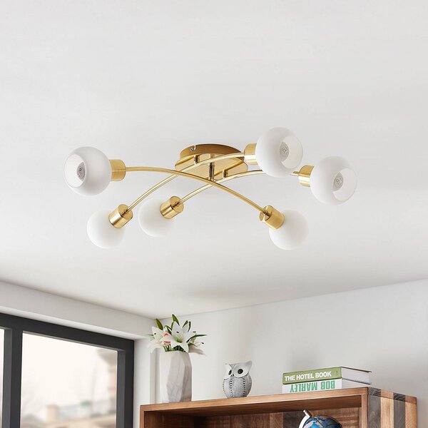 Lampa sufitowa Agmar Lindby, możliwość ściemniania, mosiężny / złoty, salon / jadalnia, metal, nowoczesny
