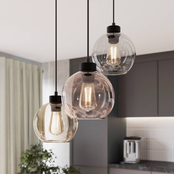 Lampa wisząca szklana Cubus TK Lighting, możliwość ściemniania, przezroczysty / transparentny, salon / jadalnia, szkło, nowoczesny