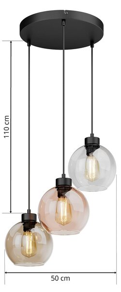 Lampa wisząca szklana Cubus TK Lighting, możliwość ściemniania, przezroczysty / transparentny, salon / jadalnia, szkło, nowoczesny
