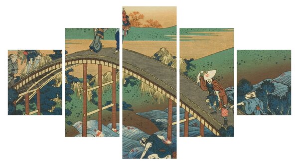 Obraz - Katsushika Hokusai, Ariwara no Narihirafrom the series One Hundred, Poems Explained by the Nurse (Hyakunin isshu uba ga etoki), reprodukcje (125x70 cm)