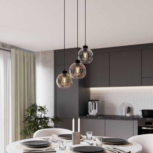 Lampa wisząca szklana Cubus TK Lighting, możliwość ściemniania, przezroczysty / transparentny, salon / jadalnia, szkło, nowoczesny