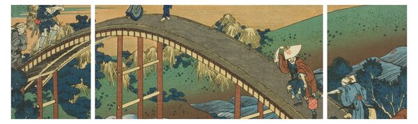 Obraz - Katsushika Hokusai, Ariwara no Narihirafrom the series One Hundred, Poems Explained by the Nurse (Hyakunin isshu uba ga etoki), reprodukcje (170x50 cm)