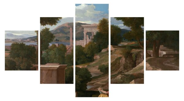 Obraz - Nicolas Poussin, Landscape with Saint John on Patmos, reprodukcje (125x70 cm)