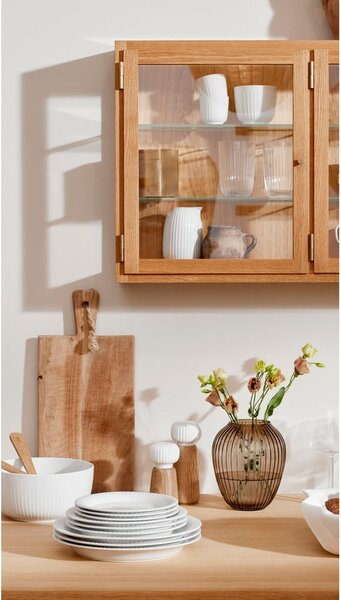 Młynek do przypraw z drewna dębowego z białym porcelanowym detalem Kähler Design Hammershoi, wys. 17,5 cm