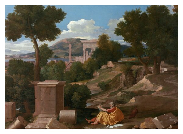 Obraz - Nicolas Poussin, Landscape with Saint John on Patmos, reprodukcje (70x50 cm)