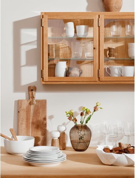 Młynek do przypraw z drewna dębowego z białym porcelanowym detalem Kähler Design Hammershoi, wys. 13 cm