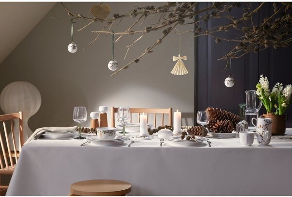 Młynek do przypraw z drewna dębowego z białym porcelanowym detalem Kähler Design Hammershoi, wys. 17,5 cm
