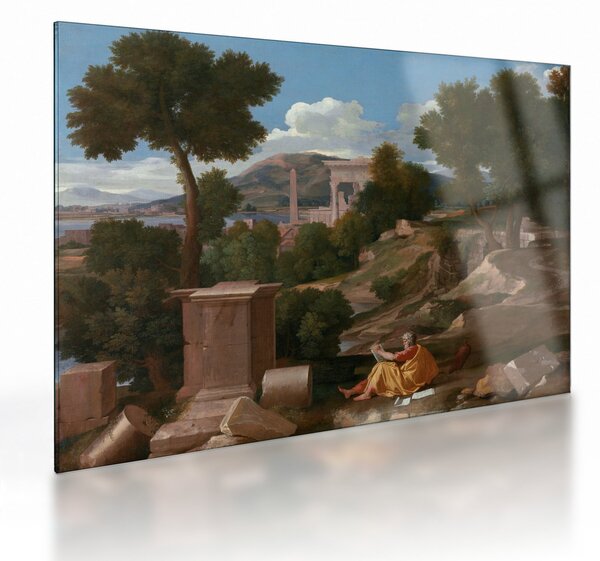 Obraz na szkle - Nicolas Poussin, Landscape with Saint John on Patmos, reprodukcje (70x50 cm)