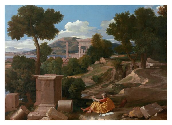 Obraz na szkle - Nicolas Poussin, Landscape with Saint John on Patmos, reprodukcje (70x50 cm)