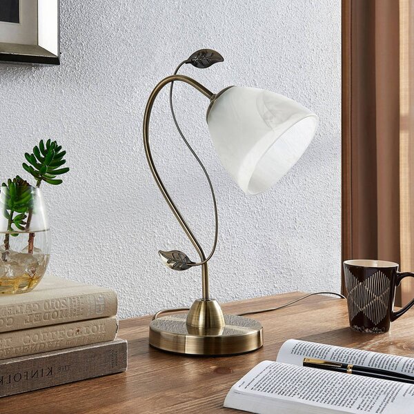 Lampa stołowa Michalina Lindby, biały / opal, salon / jadalnia, szkło, nowoczesny