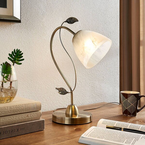 Lampa stołowa Michalina Lindby, biały / opal, salon / jadalnia, szkło, nowoczesny
