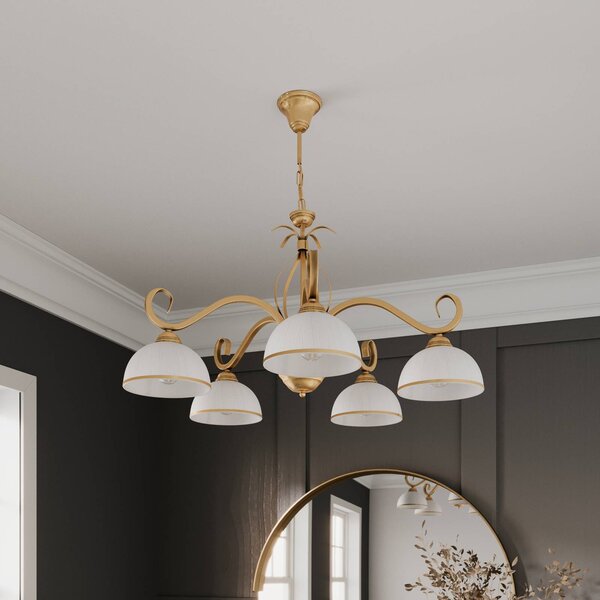 Lampa wisząca Wivara 5 EMIBIG LIGHTING, możliwość ściemniania, mosiężny / złoty, salon / jadalnia, metal, antyczny