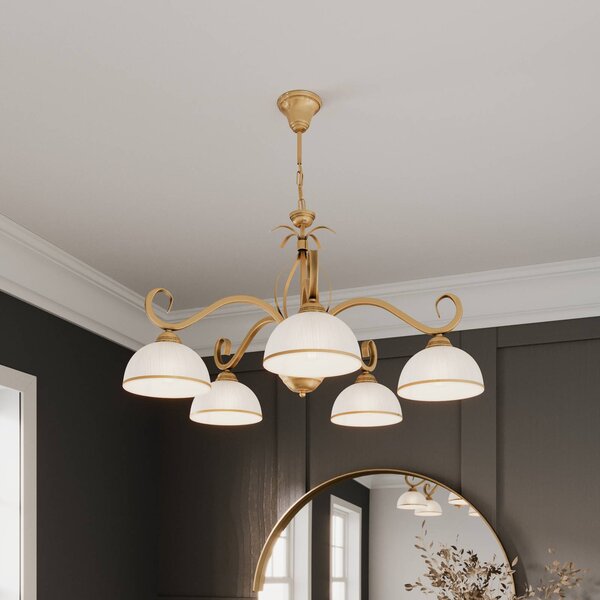 Lampa wisząca Wivara 5 EMIBIG LIGHTING, możliwość ściemniania, mosiężny / złoty, salon / jadalnia, metal, antyczny