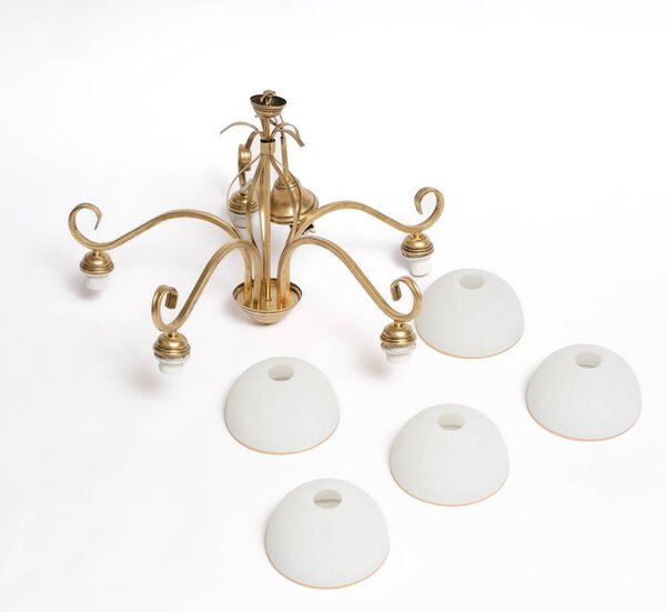 Lampa wisząca Wivara 5 EMIBIG LIGHTING, możliwość ściemniania, mosiężny / złoty, salon / jadalnia, metal, antyczny