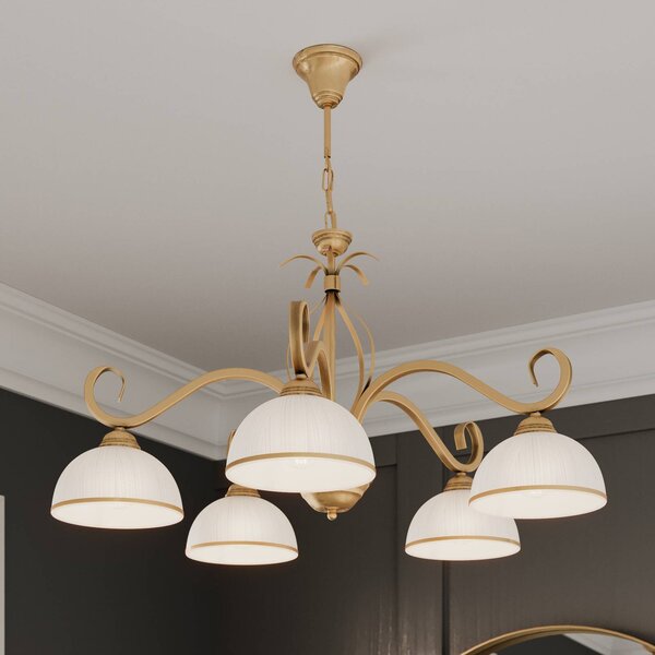 Lampa wisząca Wivara 5 EMIBIG LIGHTING, możliwość ściemniania, mosiężny / złoty, salon / jadalnia, metal, antyczny