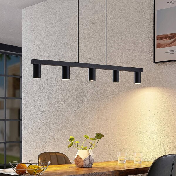Lampa wisząca Baliko Lindby, możliwość ściemniania, czarny, salon / jadalnia, metal, nowoczesny