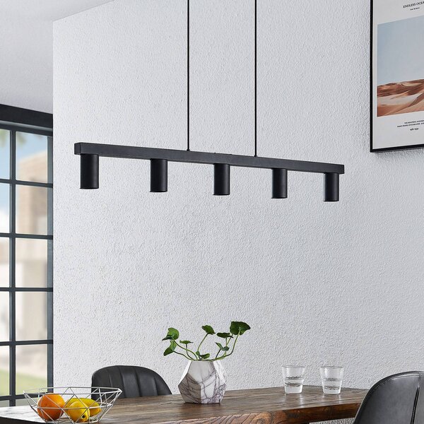 Lampa wisząca Baliko Lindby, możliwość ściemniania, czarny, salon / jadalnia, metal, nowoczesny