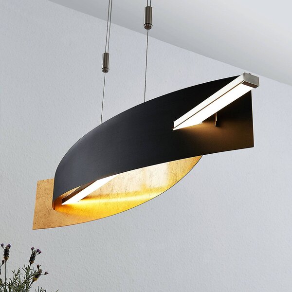Lampa wisząca Marija Lucande, możliwość ściemniania, czarny, salon / jadalnia, metal, nowoczesny