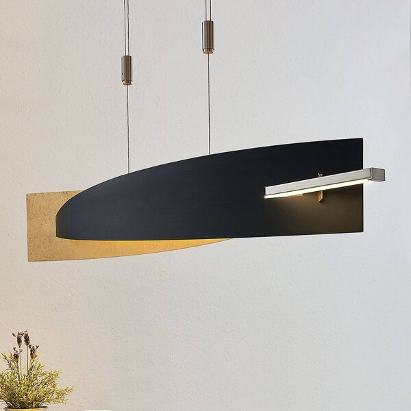 Lampa wisząca Marija Lucande, możliwość ściemniania, czarny, salon / jadalnia, metal, nowoczesny