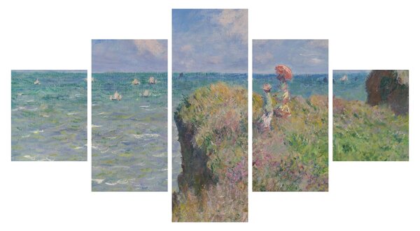 Obraz - Claude Monet, Cliff Walk at Pourville, reprodukcje (125x70 cm)