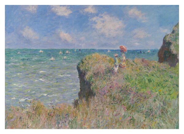Obraz na szkle - Claude Monet, Cliff Walk at Pourville, reprodukcje (70x50 cm)