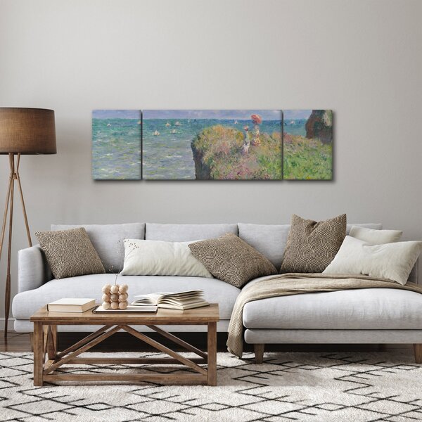Obraz - Claude Monet, Cliff Walk at Pourville, reprodukcje (170x50 cm)