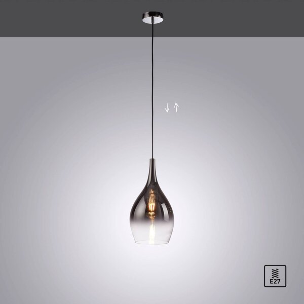 Paul Neuhaus Lampa wisząca Pilua, możliwość ściemniania, aluminiowy / szary / cynkowy, salon / jadalnia, szkło, nowoczesny