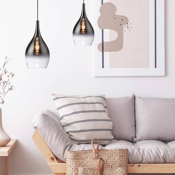 Paul Neuhaus Lampa wisząca Pilua, możliwość ściemniania, aluminiowy / szary / cynkowy, salon / jadalnia, szkło, nowoczesny