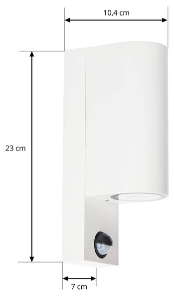 Prios kinkiet zewnętrzny Tetje, biały, okrągły, czujnik Tetje PRIOS, możliwość ściemniania, biały / opal, aluminium, nowoczesny
