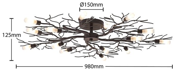 Lampa sufitowa Bigna Lindby, możliwość ściemniania, brązowy / rdzawy, salon / jadalnia, metal, nowoczesny