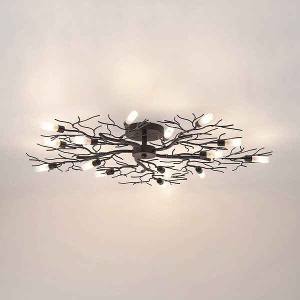 Lampa sufitowa Bigna Lindby, możliwość ściemniania, brązowy / rdzawy, salon / jadalnia, metal, nowoczesny