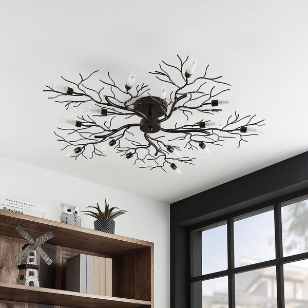 Lampa sufitowa Bigna Lindby, możliwość ściemniania, brązowy / rdzawy, salon / jadalnia, metal, nowoczesny