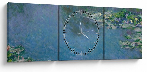 Obraz - Claude Monet, Water Lilies, reprodukcje (z zegarem) (90x30 cm)