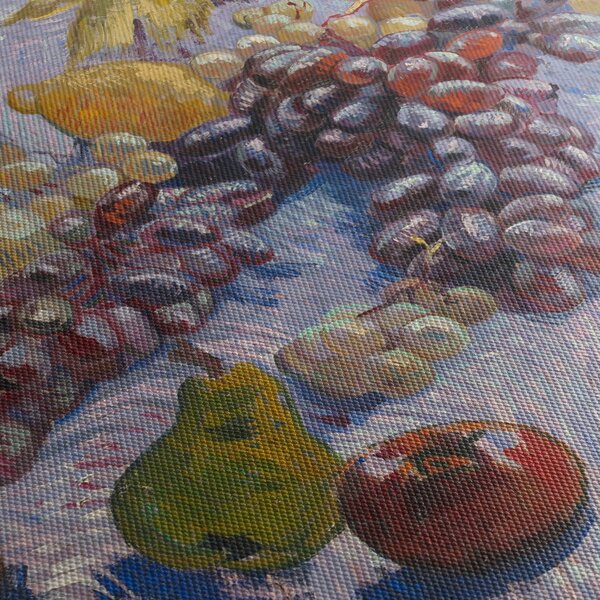 Obraz - Vincent van Gogh, Grapes, Lemons, Pears, and Apples, reprodukcje (z zegarem) (90x30 cm)