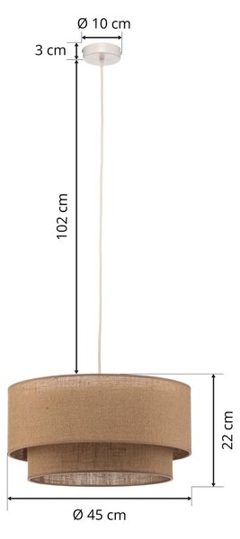 Lampa wisząca Boho jute Duolla, możliwość ściemniania, brązowy / rdzawy, salon / jadalnia, tkanina / materiał / jedwab, dworkowy / rustykalny